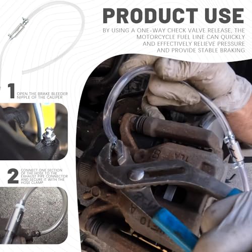 Brake Bleeder Kit with One Way Check Valve, Hydraulic Brake & Clutch Bleeding Tool, Universal Brake Bleeder Hose with Clamp for Car Motorcycle Truck ATV