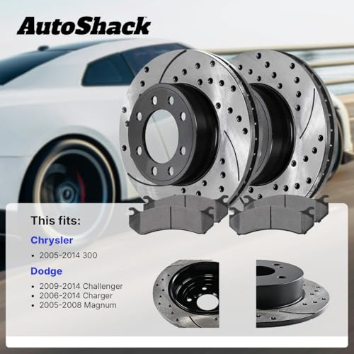 AutoShack Front Vented & Rear Vented E-Coated Rotors & Premium Pads - style: ShadowGuard & Premium Pad