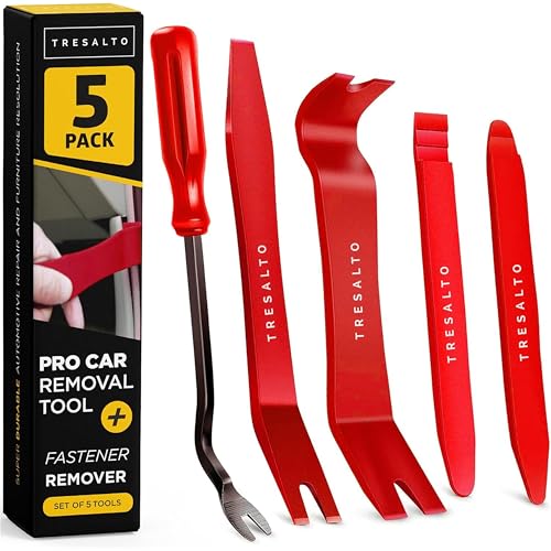 Tresalto Auto Trim Removal Tool Kit (No Scratch Plastic Pry Kit), Door Panel Removal Tool, Car Clips, Push Rivets, Molding, Dashboards, Interior Trim Tools, Red - color: Red, size: 5 Pack