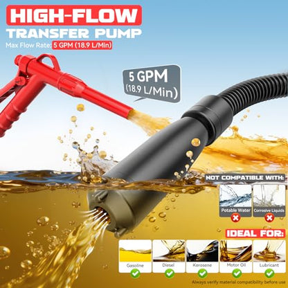 Ecarke 5 GPM Cordless Fuel Transfer Pump Compatible with Milwaukee 18V - color: Red & Black
