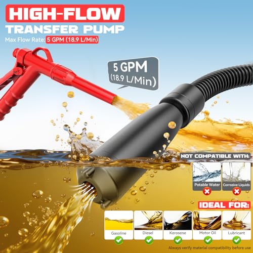 Ecarke 5 GPM Cordless Fuel Transfer Pump Compatible with Milwaukee 18V - color: Red & Black