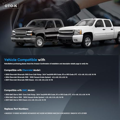 OTO-K Brake Master Cylinder Compatible with Chevy Silverado 1500 2005-2006,Silverado 1500 Classic 2007 | GMC Sierra 1500 2005-2006,Sierra 1500 Classic 2007,Replace # M630325 15183822