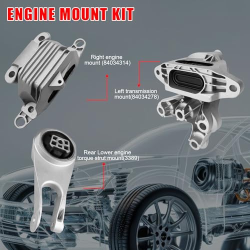 3Pcs Engine Mounts Auto Trans Mount Fit for Chevy Malibu 2021-2017 2.0L - size: 2017-2021 for Chevy Malibu L4-2.0L Turbo, FWD