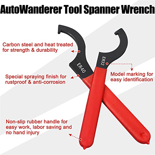 AutoWandererTool 6Pcs Coilover Spanner Wrench Set,Carbon Steel,Red Roll Bag - size: 6 Pcs