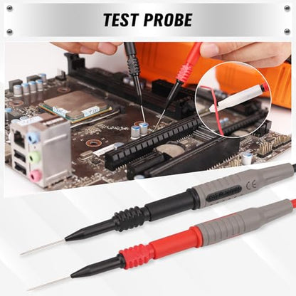 SWANLAKE 27-Piece Multimeter Test Leads Set, CAT.III 1000V / CAT.IV 600V Multimeter Probes with Alligator Clips, Needle Probe, Replaceable Probe Accessories, Soft PVC Volt Meter Lead - color: 27PCS Red&Black