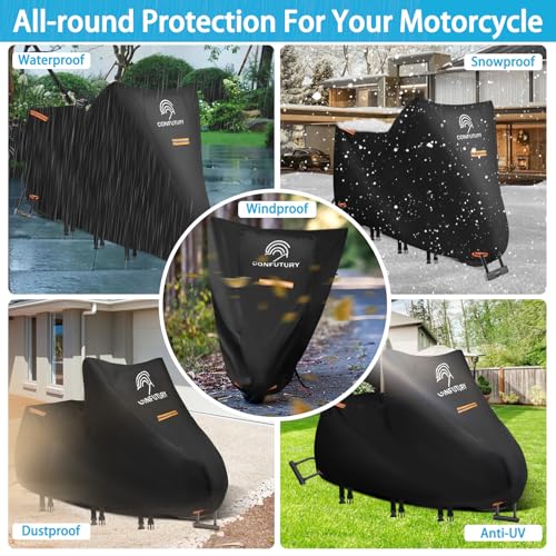 Dirt Bike Cover Waterproof Outdoor,600D Oxford Fabric,4 Reflective Strips,Lock Holes & License Plate Window,All Season Protection(M 73"X 33"X 39") - size: M（73"x33"x39")