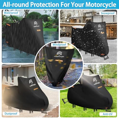 Dirt Bike Cover Waterproof Outdoor,600D Oxford Fabric,4 Reflective Strips,Lock Holes & License Plate Window,All Season Protection(M 73"X 33"X 39") - size: M（73"x33"x39")