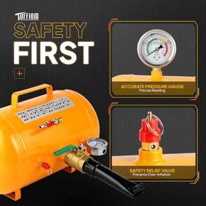 TUFFIOM 5 Gallon Air Tire Bead Blaster Seater w/Pressure Gauge & Handle, Wheel Seating Tool Inflator Tank for Truck ATV, 85-116PSI Operating Pressure - color: yellow