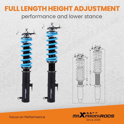 maXpeedingrods Coilover for Subaru Legacy 2015-2019, for Subaru Outback 2015-2019, 24 Levels Damper Adjustable Coilovers Suspension Kit Strut, Height Adjustable T6 Upgraded Lowering Kits Blue