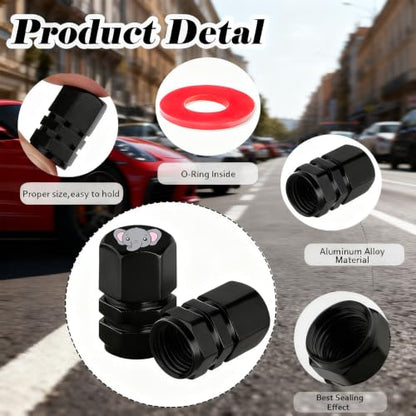 4Pack Kitty Cat Tire Valve Caps Aluminum Leak-Proof Valve Stem Covers - color: Cat