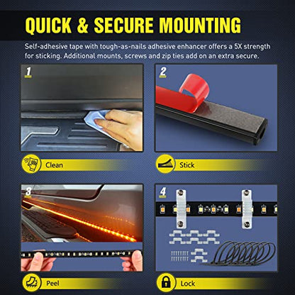 Nilight 48 Inch LED Running Board Lights 2 PCS - color: 48" Running Board Lights White/Amber