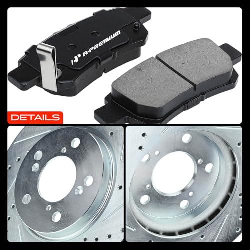 A-Premium Front and Rear Drilled Slotted Brake Rotors and Ceramic Pads Kit - style: 2005-2010 (Drilled & Slotted)