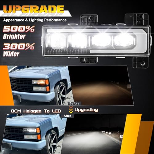 LED Headlight Assembly with DRL Compatible with 1988-1998 Chevy GMC