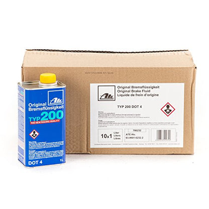 ATE 706202 Original TYP 200 DOT 4 Brake Fluid - 1 Liter, 10 Pack