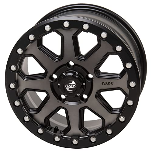 TUSK 5/114.3 (5/4.5) Uinta Beadlock Wheel 15x7 6.0 + 1.0 Compatible with Polaris RZR Pro R/Turbo R/Pro S/XP S/Xpedition - color: GunMetal/Black