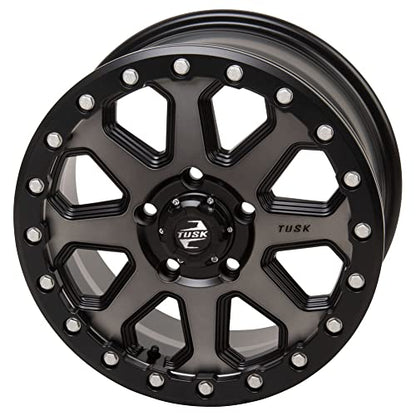 TUSK 5/114.3 (5/4.5) Uinta Beadlock Wheel 15x7 6.0 + 1.0 Compatible with Polaris RZR Pro R/Turbo R/Pro S/XP S/Xpedition - color: GunMetal/Black