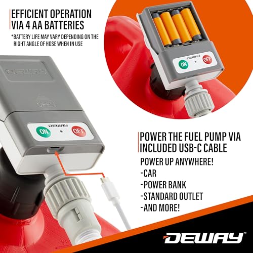 DeWay Fuel Transfer Pump, Hand Trigger Nozzle, 3.8 GPM, 51in Hose - style: Hand-Trigger Nozzle