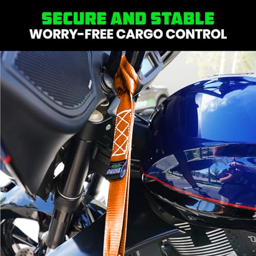 Rhino USA Soft Loop Tie Down Straps (4-Pack) - Motorcycle Handlebar Straps - color: Orange 4-Pack