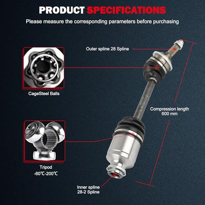 CCIYU CV Axle Shaft Assembly for Ford Fusion 2006-2012 - size: 17-9893