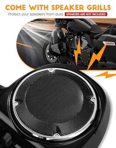 XFMT Motorcycles Vivid Black Lower Vented Leg Fairing W/Speaker Box Pods & Grills Fit For Harley Touring Air-Cooled Road King Street Glide Road Glide Electra Glide 2014-2024 - color: W/ Speaker Pods & Grills For '14-Later
