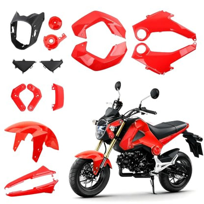 Mokuo Motorcycle Fairing Kits Compatible with Honda Grom MSX 125 2013-2016,Red Color - style: Red