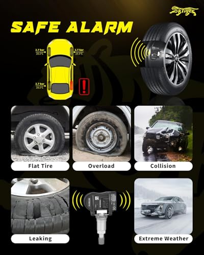 Oktiger 315MHz TPMS Sensor Pre-Programmed for Jeep Wrangler 2007-2012, Grand Cherokee 2005-2007, Liberty 2005-2012, Compass 2007-2017, Patriot, for Dodge Charger Durango Caravan, 4PCS OE#68078861AA