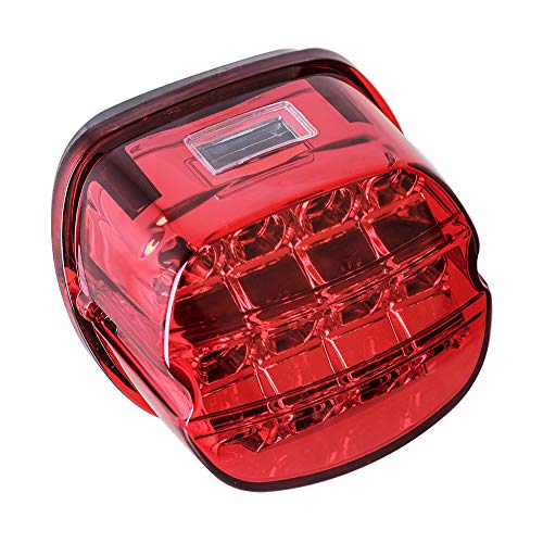 NTHREEAUTO Red LED Rear Tail Lights Motorcycle Taillights Brake Running Compatible with Harley Touring Dyna Road King Electra Glide Street Bob - color: Red