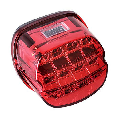 NTHREEAUTO Red LED Rear Tail Lights Motorcycle Taillights Brake Running Compatible with Harley Touring Dyna Road King Electra Glide Street Bob - color: Red