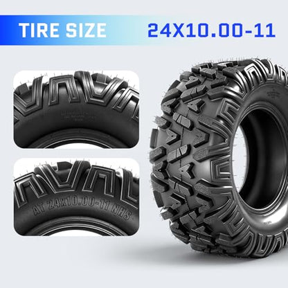 24x10-11 ATV Tires,6PR All-Terrain Tires,Tubeless,Pack of 2 - size: 24x10x11