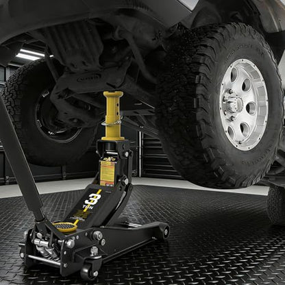 YELLOW JACKET Foldable Floor Jack 3 Ton Low and High Profile Professional Service Jack with Dual Piston Quick Lift Pump, Home and Workshop Car Maintenance for Various Vehicles - size: 3 ton foldable