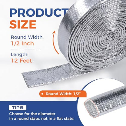 Automotive Heat Shield Sleeve High Temp Sheathing Roll 1/2inch-12ft - size: 1/2" 12Ft