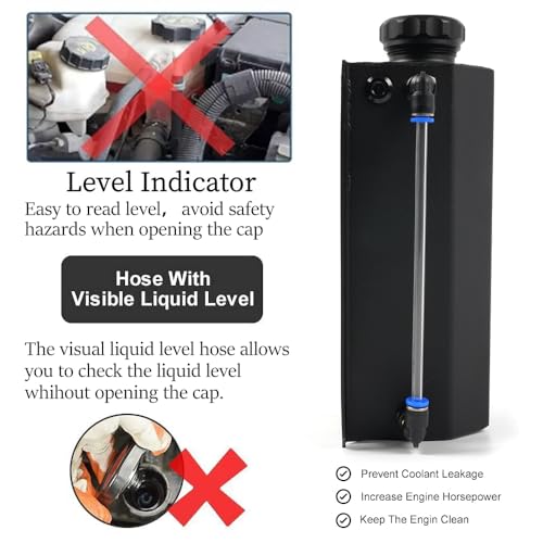 Universal 2L Coolant Overflow Tank,Aluminum Coolant Reservoir Tank, Black - size: 2L-Black