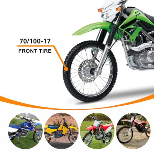 HOLATO Front 70/100-17 2.75-17 Tire and Inner Tube for KLX125 KLX140 KX85 TTR125 YZ80 YZ85 RM80 CR80 CT90 DRZ125 TaoTao DB17 Apollo RFZX18 Coolster Dirt Pit Bike Off Road Motocross Heavy Duty - size: 70/100-17 Tire