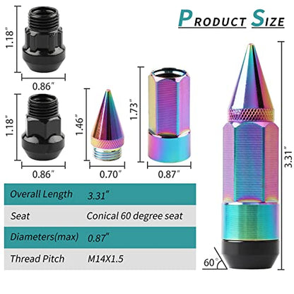 M14X1.5 Spikes Lug Nuts 24PCS - color: Neo Chrome