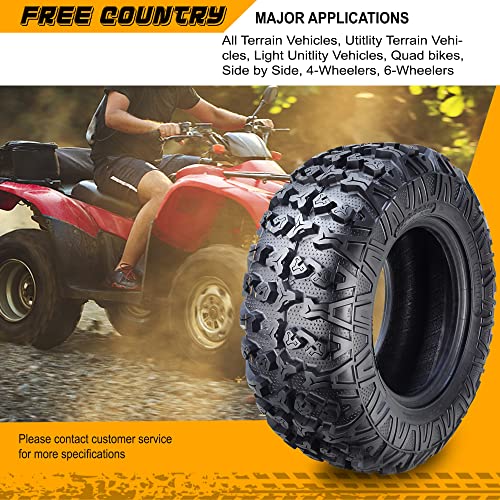 Free Country Set 2 ATV Tires 25X8R12 8PR Radial w/SideScuff Guard 10342 - size: 25x8R12