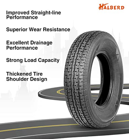 HALBERD Trailer Tires ST205/75R15, 8PR Load Range D, Radial Tires, Set of 4 - size: 205/75R15 8PR
