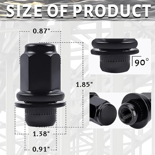 M14x1.5 Lug Nuts 20 Pcs Black Wheel Lug Nut 7/8" (22mm) Hex 1.85 Inch - color: Black, size: M14×1.5, style: 20pcs 1.85IN