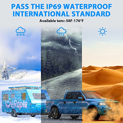 eRapta HD Backup Camera Rear View License Plate Reverse Camera Universal for Pickup Truck Car SUV 149° Perfect Angle Night Vision IP69K Level Waterproof A1XT02 - color: Charcoal Black‌