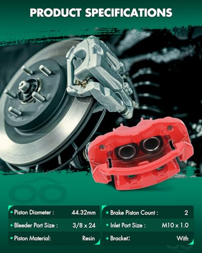 SCITOO Rear Disc Brake Caliper Assembly w/Bracket For Ford - size: Rear Driver[18-B4753]Red