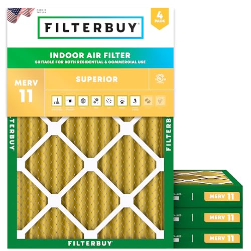 Filterbuy 10x17x2 Air Filter MERV 11 Pet & Allergy Defense (4-Pack) - style: 10x17x2