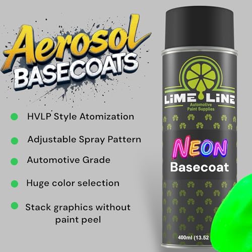 LiME LiNE Premium Automotive Basecoat Aerosol Spray Paint - Fast Drying- Custom Paint, Must Be Clearcoated! (Neon Hot Pink) - color: Neon Hot Pink