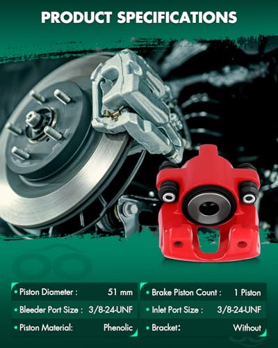 SCITOO Rear Left & Right Brake Calipers Without Bracket 18-4678 18-4679 - size: Rear[18-4678 & 18-4679]Red