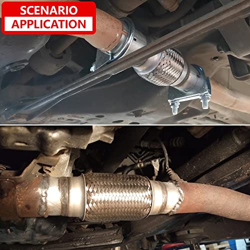 Exhaust Flex Pipe, 2.5''x 6''Stainless Steel Heavy Duty Exhaust Flex Pipe, Double Braid Exhaust Flex Tube, Overall Length 10'' - size: 2.5''x6''x10'', style: 1 PC