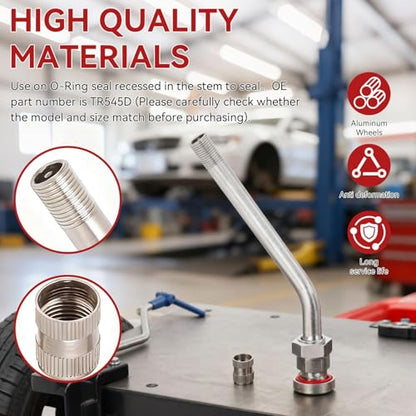 10PCS TR545D Truck Tire Valve Stems, 60° Bent Clamp-in Brass Tire Extension Adapter for Truck & Bus - Compatible with Alcoa 22.5" & 24.5" Aluminum Wheels (9.7mm Rim Hole)