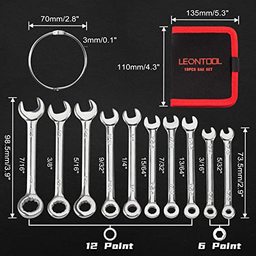 Mini Wrench Set, 10-Piece SAE Wrenches, Rust-Resistant Chrome Finish, Ideal for Automotive, Industrial, Home, Hobby - Silver - style: SAE