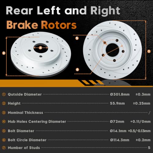 BETTHAND Front And Rear Brake Pads And Rotors Compatible With Ford, Mazda - size: 680272*2+680271*2+D1047-7950+D1055-7961