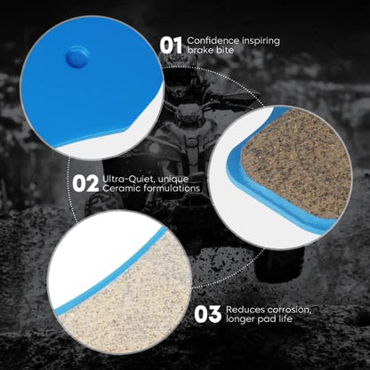 Ceramic Brake Pads Front and Rear for Harley Davidson FLHTCU-I Electra Glide Ultra Classic 2000-2007 and more, Replacement Disc Brake Pad Kit - color: blue