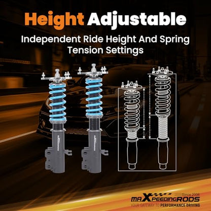 maXpeedingrods Coilover for Nissan Cube (Z12) 2009-2014, 24 Levels Damper Adjustable Coilovers Suspension Kit, Height Adjustable T6 Upgraded Lowering Kits Blue