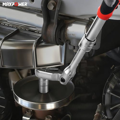 MAXPOWER 1/2" Drive Flex Head Ratchet, Extendable 12.6"-18.1", Soft Grip - size: 1/2"