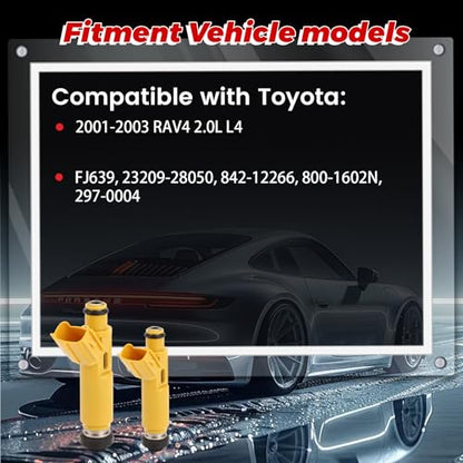 4-Pack Fuel Injectors Set | Compatible with Toyota RAV4 2001-2003 2.0L L4| Replaces FJ639 23209-28050 297-0004 - size: 4 X FJ639